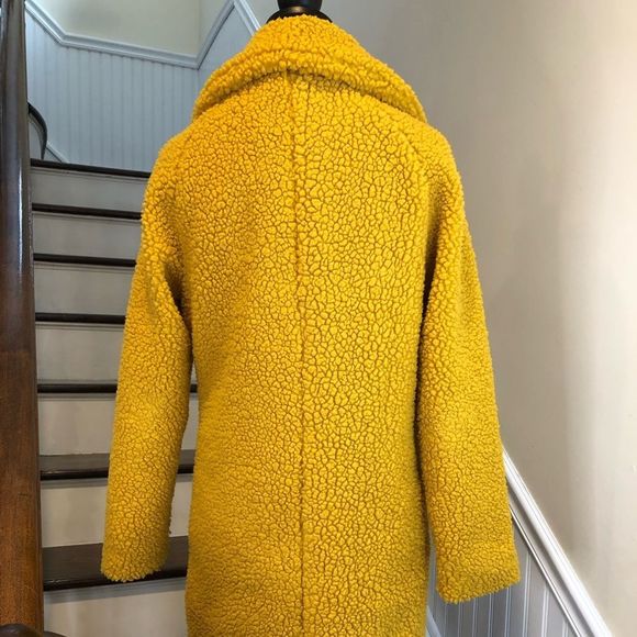 LUCKY BRAND Golden Long Sherpa Teddy Coat w Snap Closure & Hand Pockets Sz XS